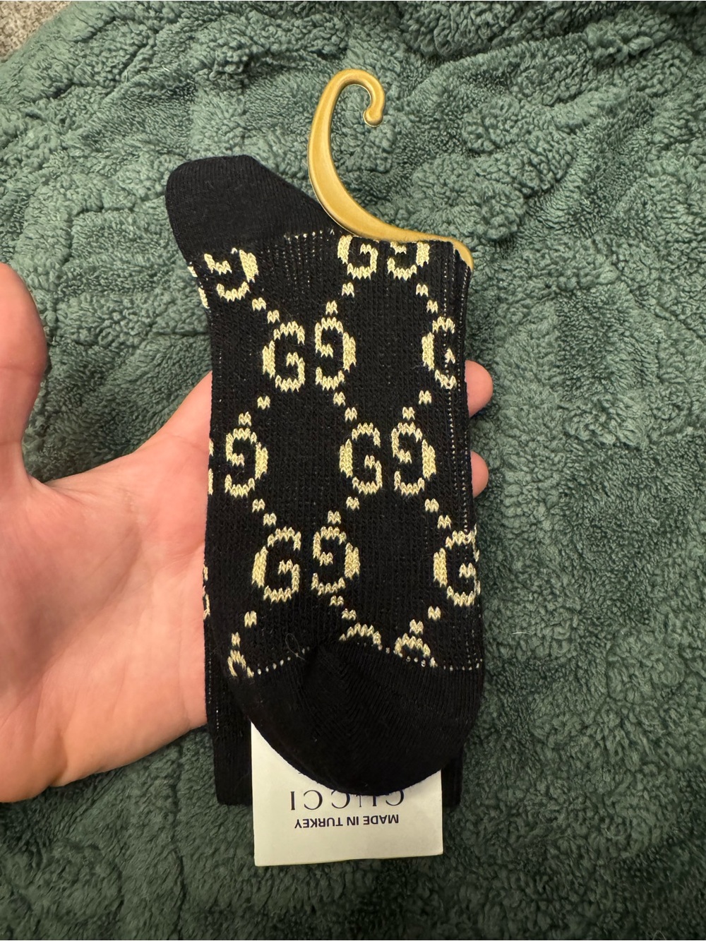Gucci Black & Gold Logo No-Show Socks
